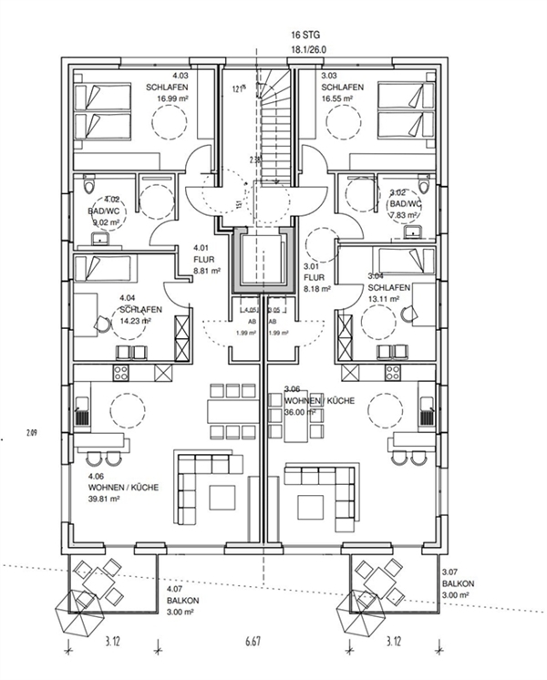 Grundriss 1. OG 86,66 m� Wohnu Etagenwohnung Ibbenb�ren