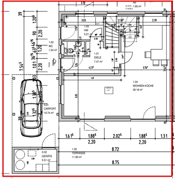 Grundriss EG Doppelhaush�lfte Ibbenb�ren